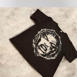 Black Graphic T-Shirt with White Design